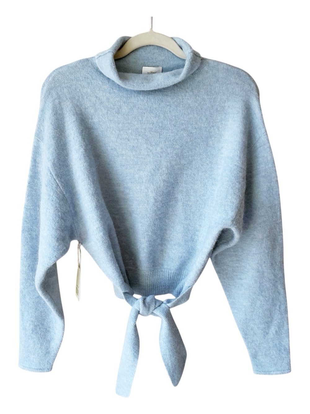 Wilfred Lorin Funnel Neck Alpaca-Wool Blend Sweater in Dew Blue Size S NWT